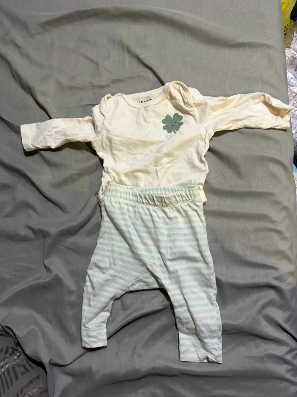 Old Navy Cream and Green Baby Matching Set